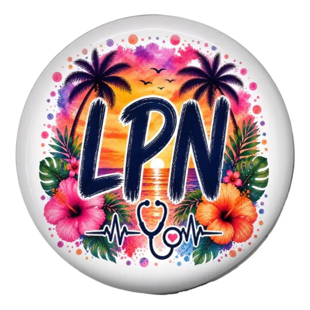 Summer LPN Badge Reel & Topper Tropical Nurse Beach Hibiscus Nurse Gift